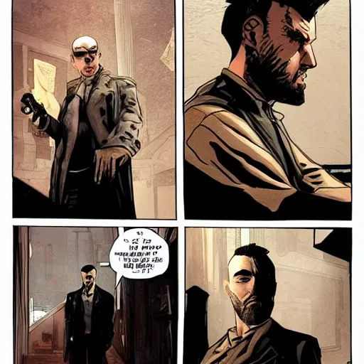 Image similar to preacher comic in the style of dishonored 2