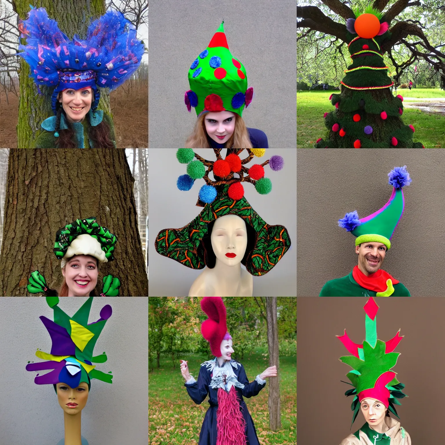 Prompt: cross between a jester hat and a tree