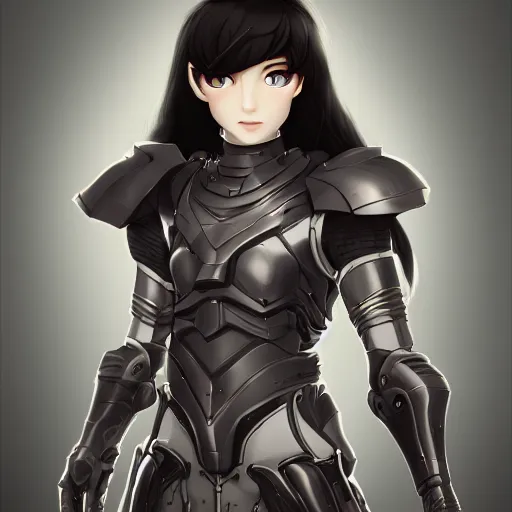 Image similar to dhamphir, character design, concept art, style of makoto shinkai, symmetrical face, body shot, plate armor, fantasy, highly detailed, digital art, female