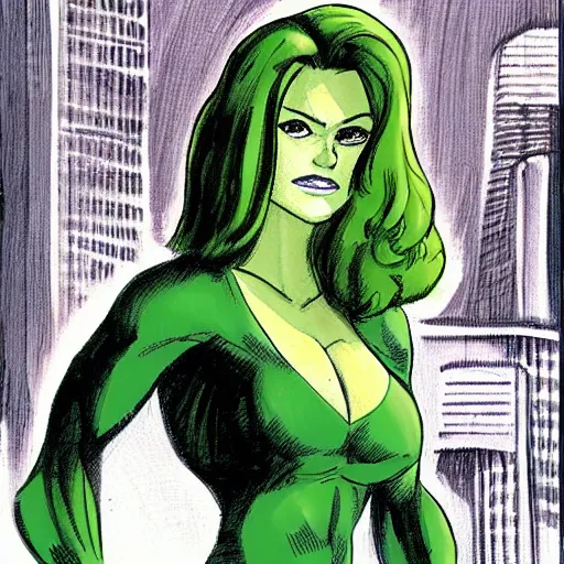 Prompt: she - hulk as a defense lawyer, courtroom sketch, marvel comics