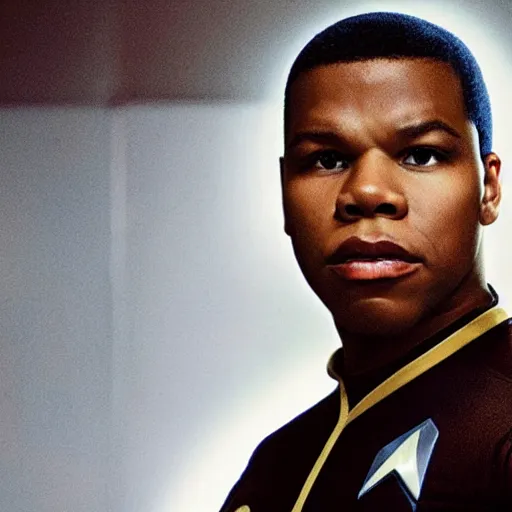 Image similar to John Boyega as Geordi La Forge from Star Trek the next generation