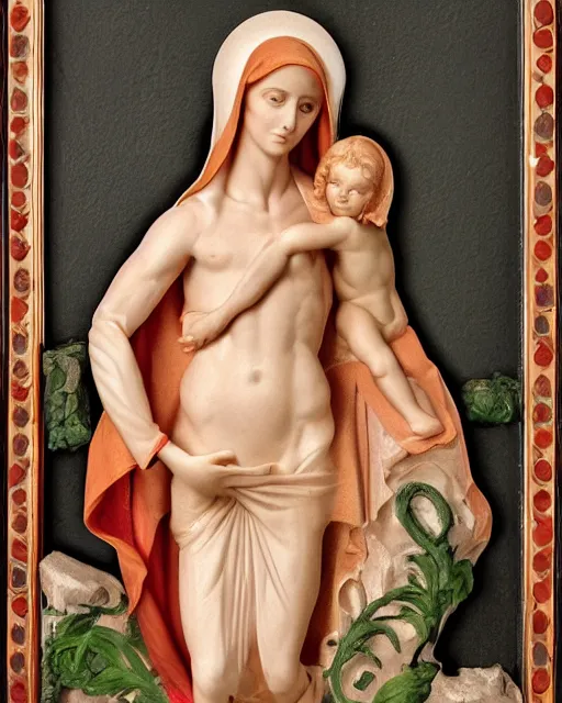 Image similar to muscular virgin mary