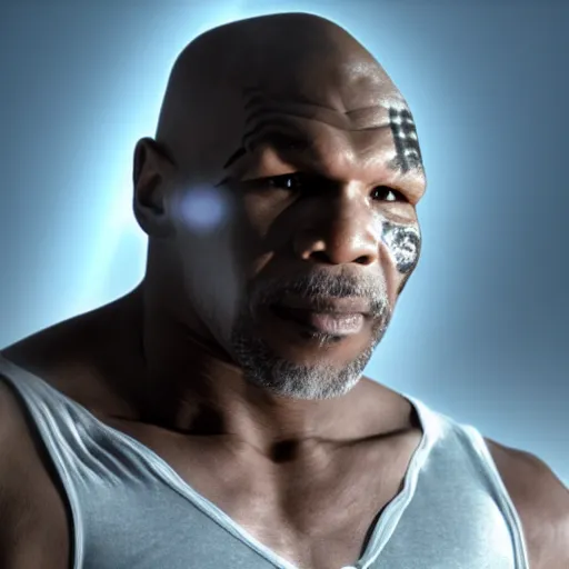 Image similar to a still of mike tyson, cinematic, 4 k, god rays through fog