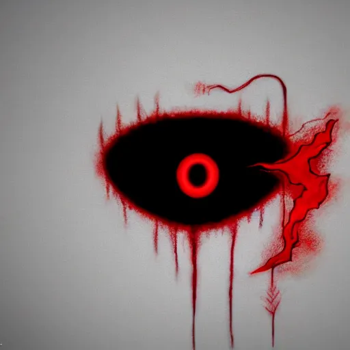 Image similar to a mythology of black demon, living in a shadow!! red eyes!! unseen body!! only showing itself in painting!! octane render!! unreal engine 5!! junji ito!! highly rendered!!