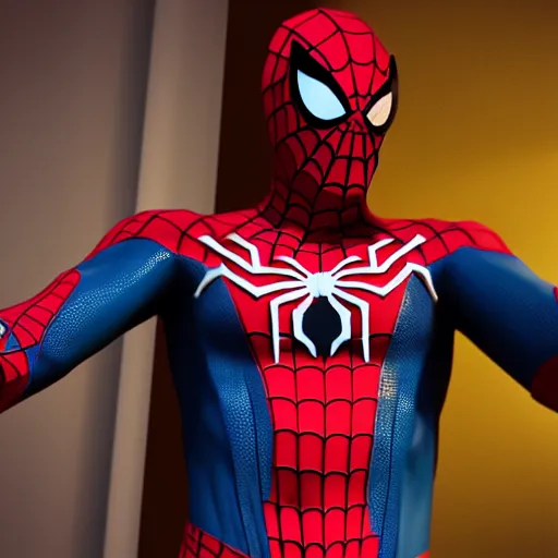 Image similar to low poly spider - man, movie still, cinematic, 8 k