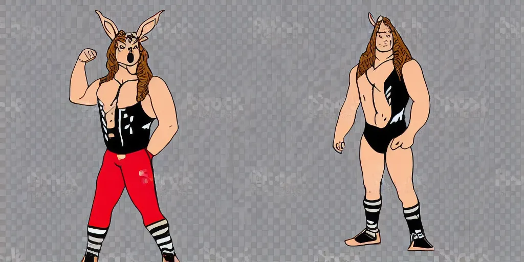 Image similar to highly detailed portrait of a donkey overlord in wrestling outfit, vector art, thick contours, high resolution, transparent background