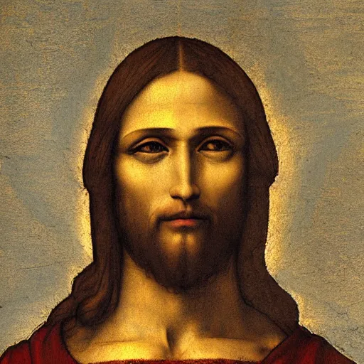 Prompt: Jesus painting by Leonardo da Vinci 4k detail