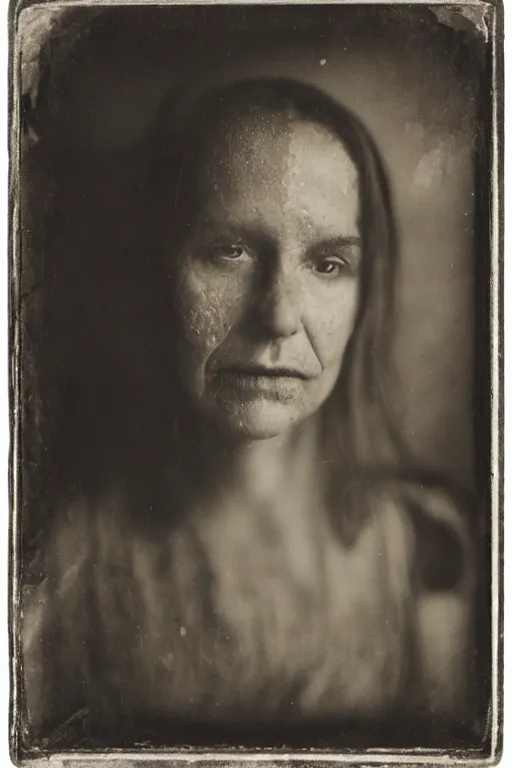 Image similar to a wet plate photograph, portrait of a sasquash