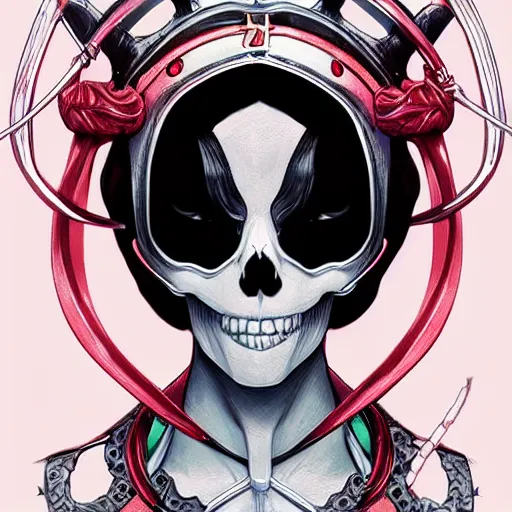 Image similar to anime manga skull portrait young woman skeleton, miffy, unreal engine, intricate, elegant, highly detailed, digital art, art by JC Leyendecker and sachin teng