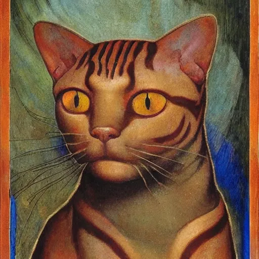 Image similar to masterpiece sculpture of a cloisonne cat head, by annie swynnerton and diego rivera and nicholas roerich and jean delville, symbolist, dramatic lighting, god rays, art brut, rich colors, smooth, sharp focus, extremely detailed, adolf wolfli and ( donato giancola and bilibin )