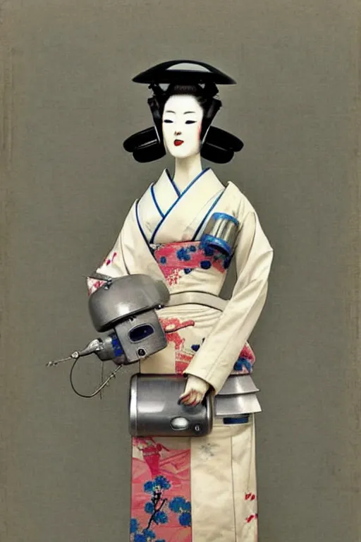 Image similar to ( ( ( ( ( 1 9 5 0 s retro future robot android aluminum geisha. muted colors. ) ) ) ) ) by jean - baptiste monge!!!!!!!!!!!!!!!!!!!!!!!!!!!!!!