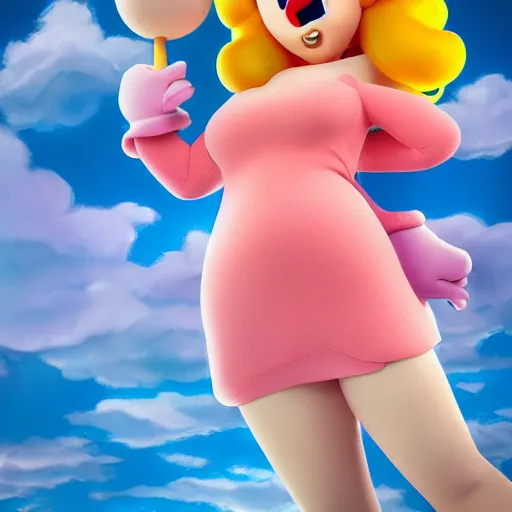 Prompt: if peach from super Mario was a real woman, real life, hyper realistic, 8k, portrait photo, studio lighting, art station