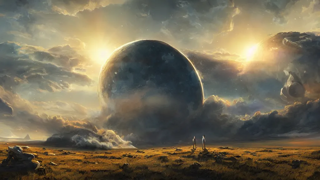 Prompt: A view from earth of the collision of the moon and the earth, art by Jessica Rossier,