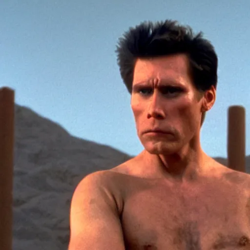 Prompt: Live Action Still of Jerma in Raising Arizona, real life, hyperrealistic, ultra realistic, realistic, highly detailed, epic, HD quality, 8k resolution, body and headshot, film still