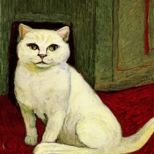 Prompt: white cat, painted by pierre bonnard