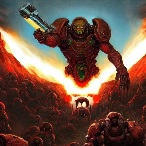 Prompt: Doom PC game desktop art