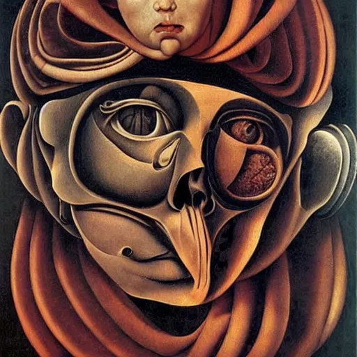 Image similar to the eyeless see all, by Caravaggio, by Michelangelo, by M.C. Escher, very detailed and colorful, beautiful, eerie, surreal, psychedelic