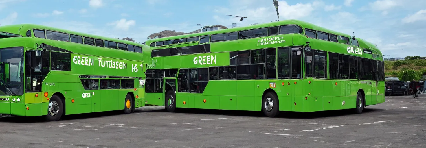 Image similar to a green bus with two levels - h 5 0 0