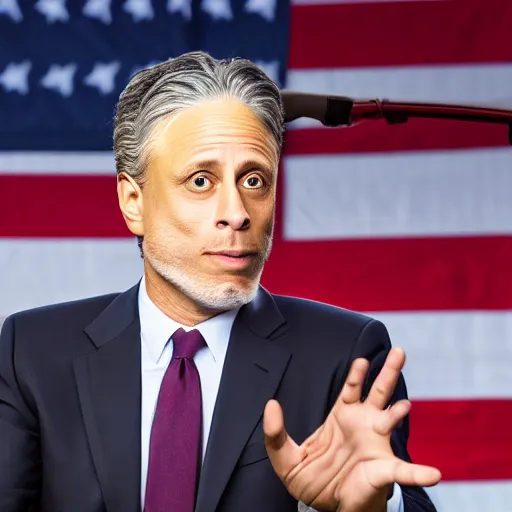 Image similar to Jon Stewart as President of the United States, photo, 8K