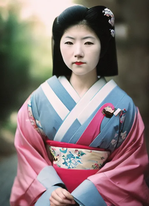 Prompt: Portrait Photograph of a Japanese Geisha Konica Minolta Pro 200S