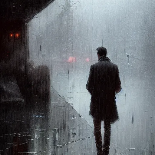 man standing in rain