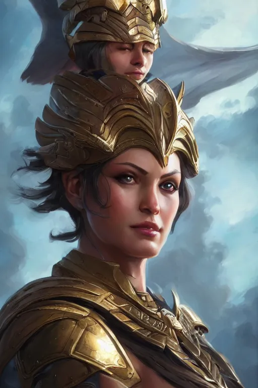 Image similar to amazon valkyrie athena, d & d, fantasy, portrait, highly detailed, headshot, digital painting, trending on artstation, concept art, sharp focus, illustration, art by artgerm and greg rutkowski and magali villeneuve