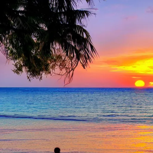 Prompt: a sunset from a beach in thailand, summer