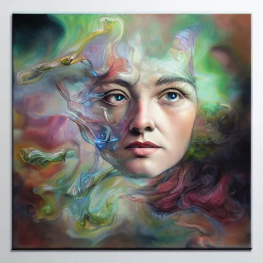 Image similar to the laws of physics break down and there only an infinite present, in which all points in time are equally real. surrealist acrylic painting by marco mazzoni, by dorothea tanning, pastel colors, featured on artstation, metaphysical, fluid acrylic pour art, airbrush art, rococo