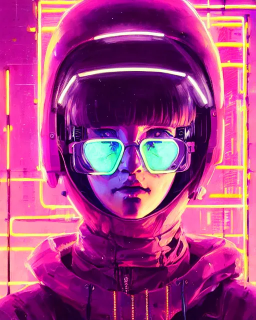 Image similar to detailed portrait neon operator girl, cyberpunk futuristic, neon, reflective puffy coat, decorated with traditional japanese by ismail inceoglu dragan bibin hans thoma greg rutkowski alexandros pyromallis nekro rene margitte, illustrated, perfect face, fine details, realistic shaded, fine - face, pretty face