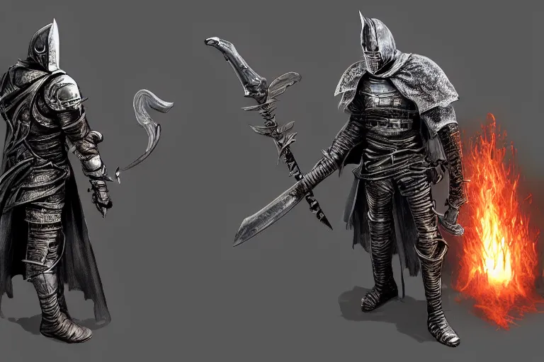 Image similar to dark souls knight holding a crowbar, concept art, artstation