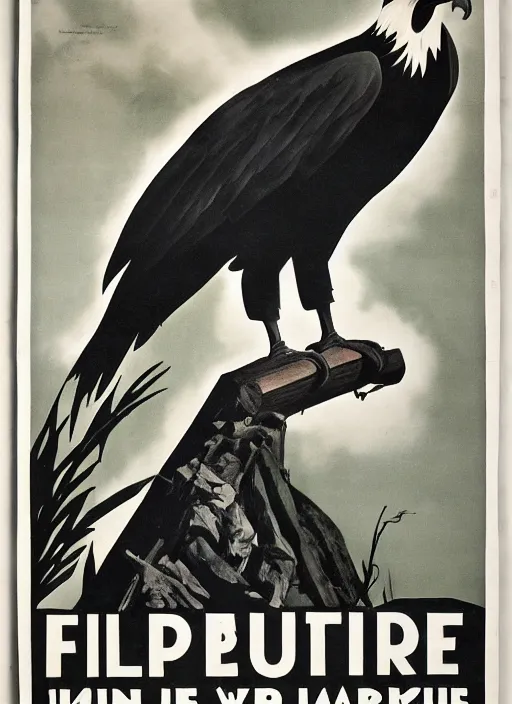 Image similar to vulture look in 1940s propaganda poster