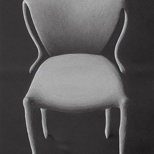 Prompt: chair designed by zdzisław beksiński