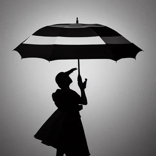 Prompt: an umbrella, award winning black and white photography