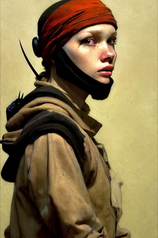 Image similar to full character portrait half - life 2 team fortress 2 scout video game character art not the girl with the pearl earring character design, painting by gaston bussiere, katsuya terada, nc wyeth, greg rutkowski, craig mullins, vermeer, frank frazetta, mucha, tom of finland, trending on artstation, jeffery catherine jones