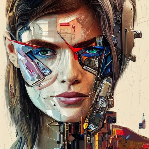 Prompt: a portrait of a character in a scenic environment by sandra chevrier, hyperdetailed, cyberpunk, cybernetically augmented, cool, trending on artstation