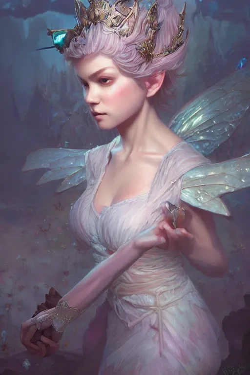 Image similar to fairy princess, highly detailed, d & d, fantasy, highly detailed, digital painting, trending on artstation, concept art, sharp focus, illustration, art by artgerm and greg rutkowski and fuji choko and viktoria gavrilenko and hoang lap