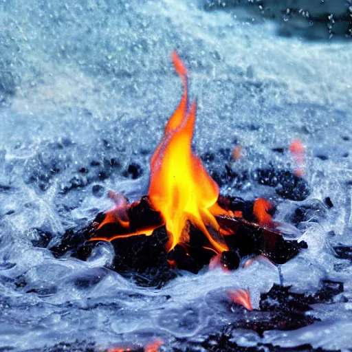 Prompt: a fire made of water