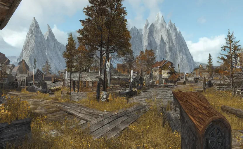 Image similar to whiterun in the style of vsevolod ivanov