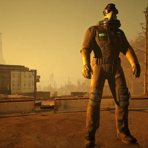 Image similar to jerma985 in fallout, unreal engine, in game screenshot, high definition