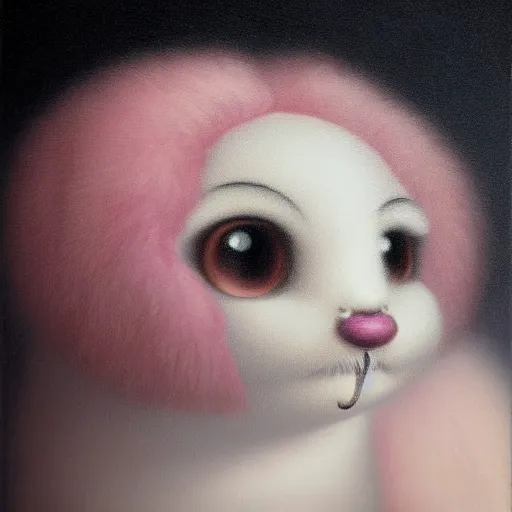 Prompt: beautiful portrait of a fluffy moth in the style of Mark Ryden, detailed, trending on Artstation