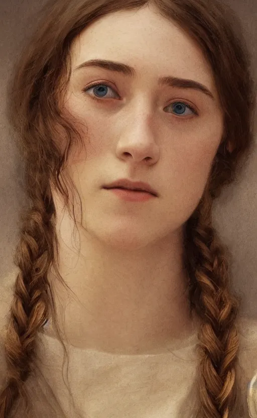 Image similar to Saoirse Ronan, traditional corsican, intricate, highly detailed, slice of life, artstation, illustration, jurgens, rutkowski, bouguereau