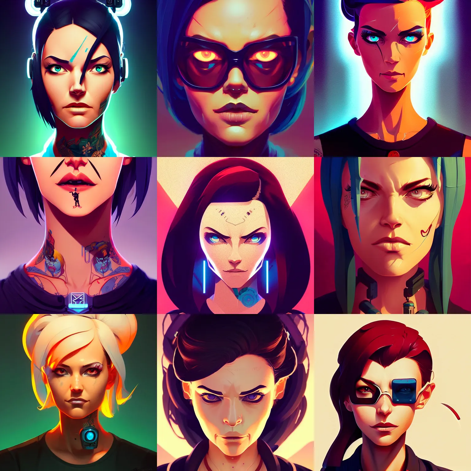 Prompt: face icon stylized minimalist cyberpunk tattooed barmaid, loftis, cory behance hd by jesper ejsing, by rhads, makoto shinkai and lois van baarle, ilya kuvshinov, rossdraws global illumination