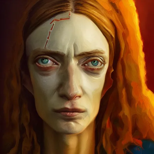 Image similar to hereditary 2 the return of paimon, oil painting, ultradetailed, artstation, ultradetailed, digital painting, ultradetailed