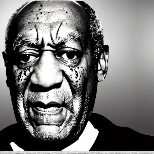 Prompt: screenshot of a video containing a close up face of Bill Cosby on a Doorbell, creepy, scary, black and white, very scary, horror, super scary, very creepy, so creepy
