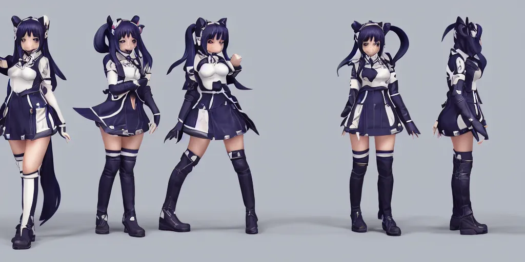 Prompt: character sheet of Atago (Azur lane) as a champion in the game wild rift, 3d render, trending on art station, unreal engine 5, 4K, highly detailed, realistic, volumetric