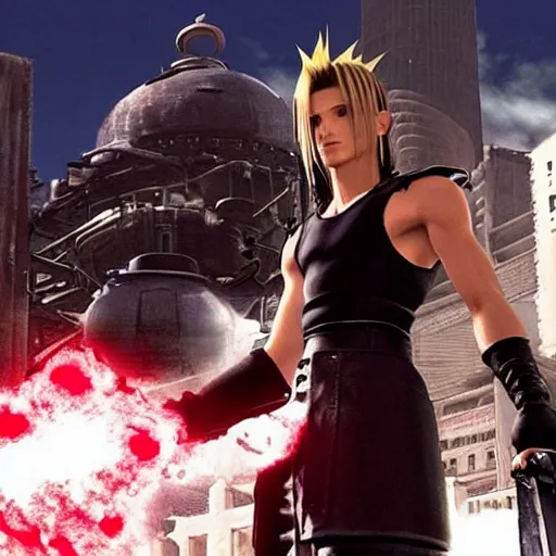 Prompt: a still frame from the video game final fantasy vii, starring nancy pelosi