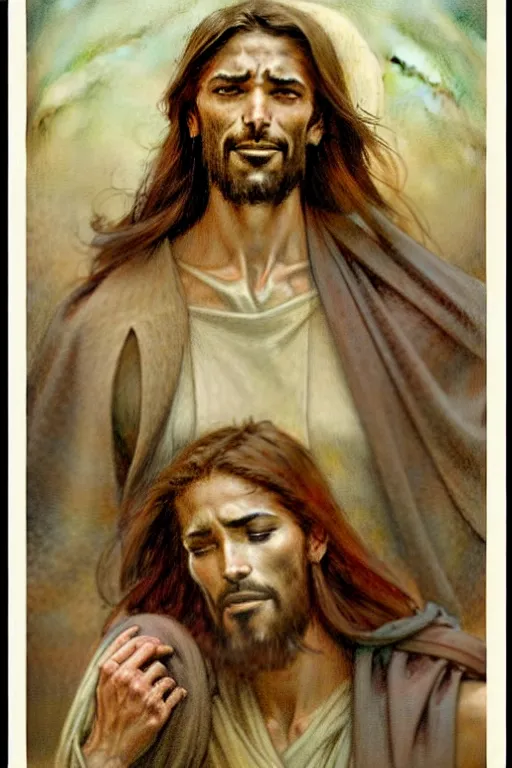 Image similar to (((((1950s jesus and the apostles . muted colors.))))) by Jean-Baptiste Monge !!!!!!!!!!!!!!!!!!!!!!!!!!!