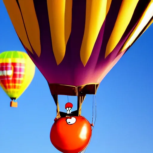 Image similar to hot balloon in the air of a cartoon character