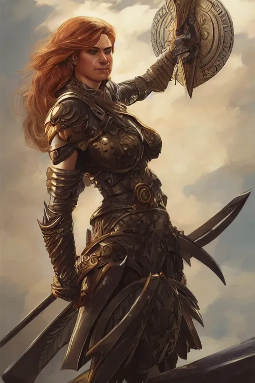 Image similar to amazon valkyrie athena, d & d, fantasy, portrait, highly detailed, headshot, digital painting, trending on artstation, concept art, sharp focus, illustration, art by artgerm and greg rutkowski and magali villeneuve