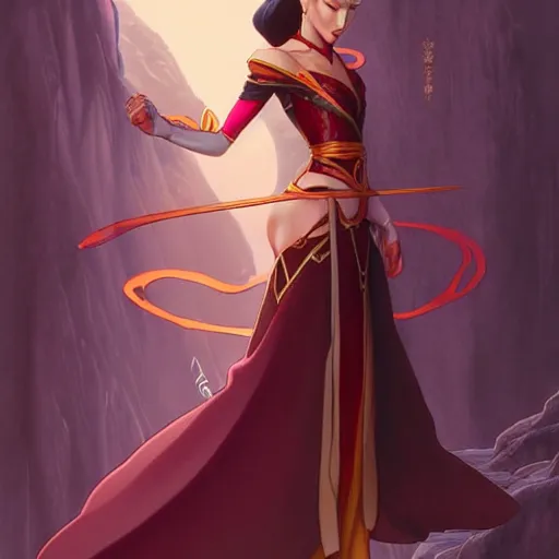 Image similar to Princess Azula from Avatar the Last Airbender, fantasy, intricate, elegant, highly detailed, digital painting, artstation, concept art, matte, sharp focus, illustration, art by Artgerm and Greg Rutkowski and Alphonse Mucha